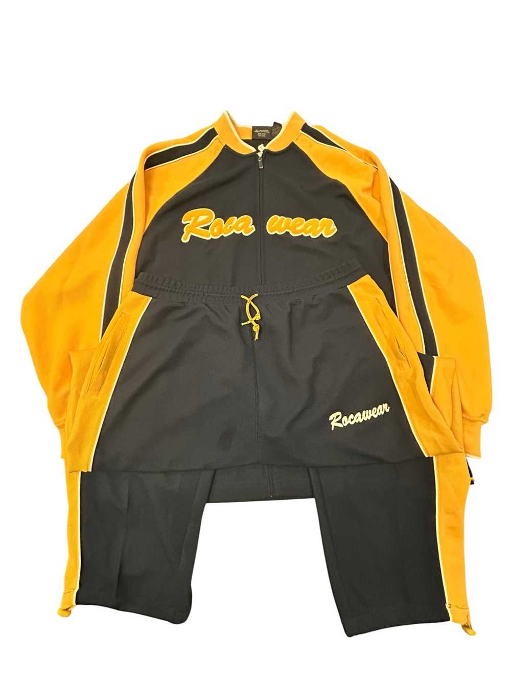 Rocawear Vintage Blue Yellow Raglan Track Suit Set Pants Jacket 3XL Y2K 90s